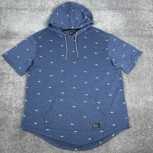 Matix Hoodie Men's XL Blue Short Sleeve Fish Print Pullover